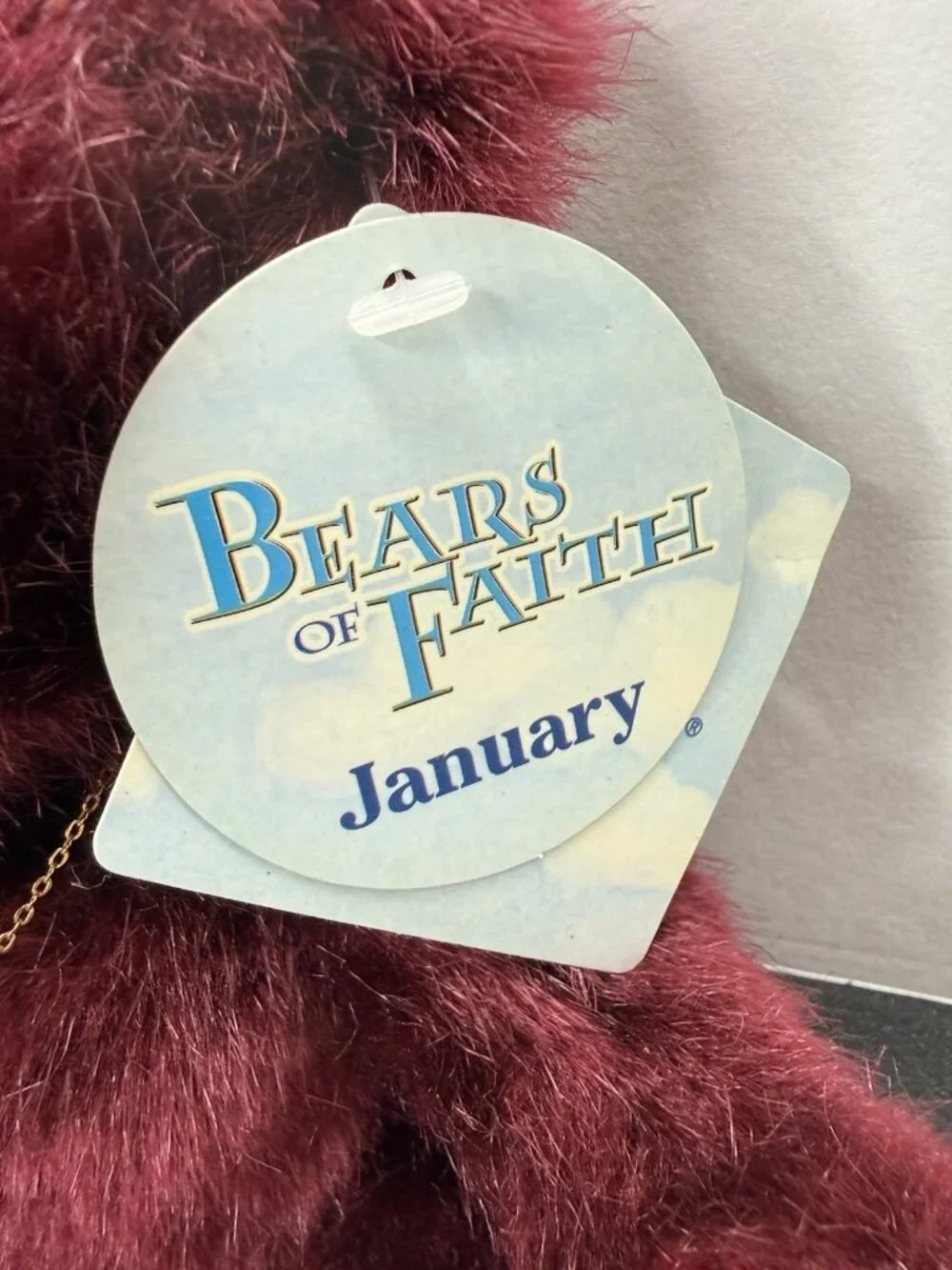 Dakin Garnet January Plush Bears of Faith Religious Teddy With Gold Cross 9